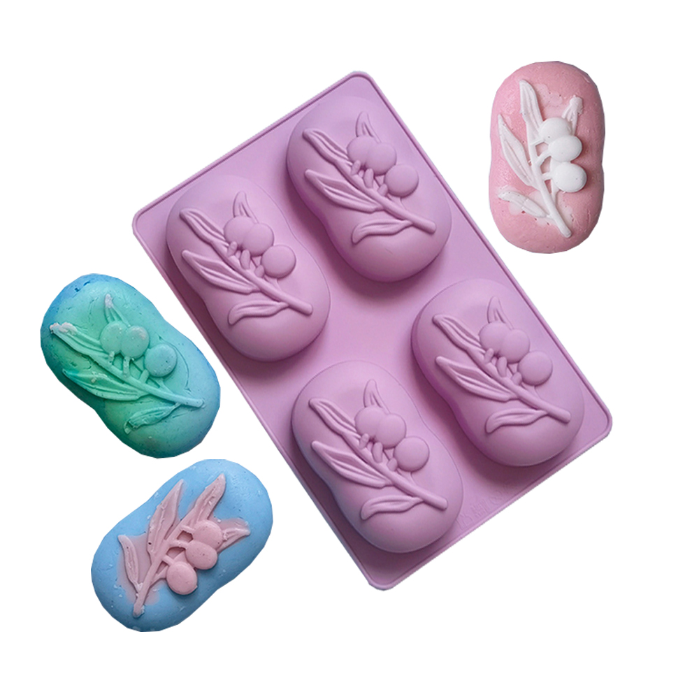 Soap Making Kit For Beginners - 4 캐비티 타원형 올리브 나무 실리콘