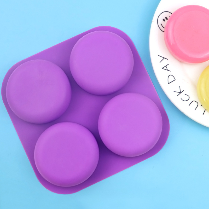Soap Making Process - 도매 4구 원형 실리콘 몰드 -