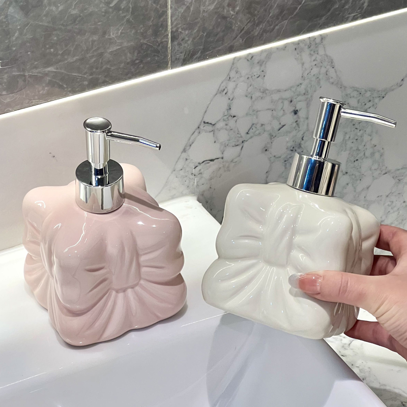 Soap Making Jar - 귀여운 리본 모양 세라믹 병, 리본
