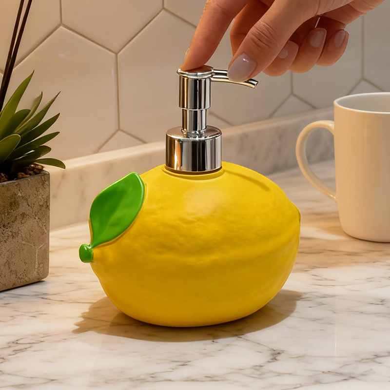 Soap Making Jar - 귀여운 레몬 모양의 수지 비누 디스펜서