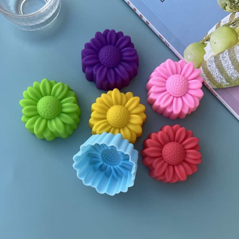 Soap Making Handmade - 6종 세트 논스틱 꽃무늬 실리콘 몰드
