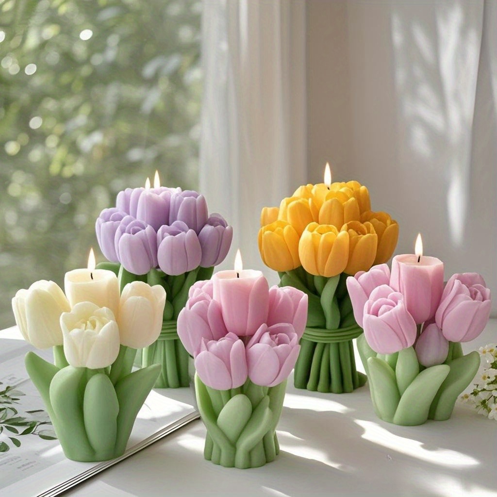 Soap Making Lye - 3D 튤립 꽃다발 실리콘 양초 금형