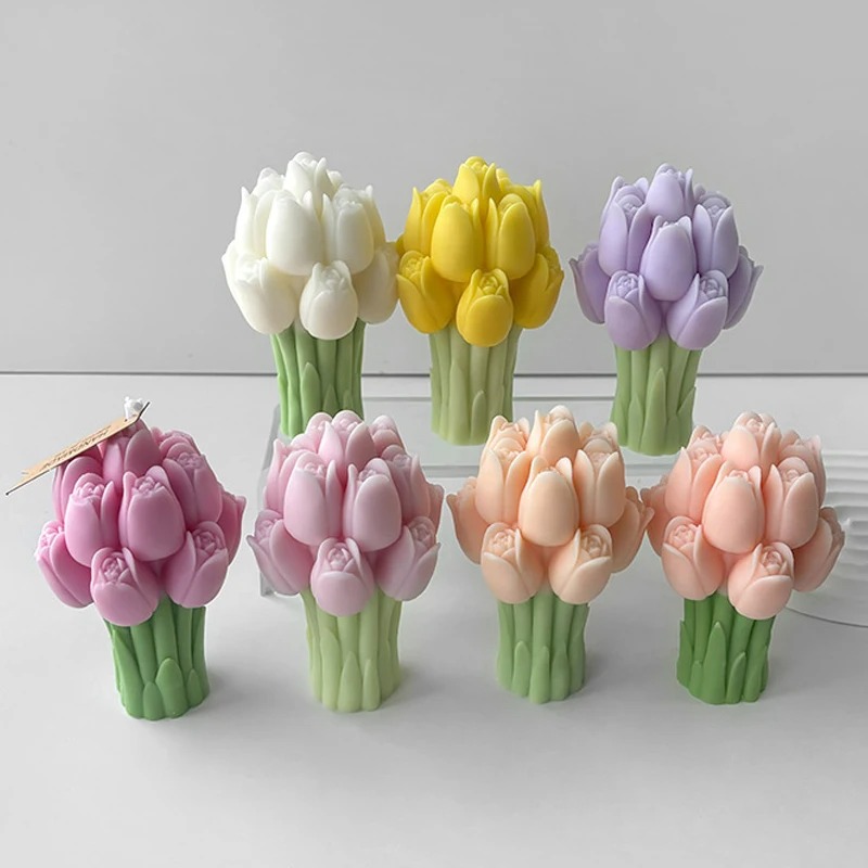 3D 튤립 꽃다발 실리콘 양초 금형 수제 라벤더 꽃 비 - Soap Making Lye 리뷰 및 가격