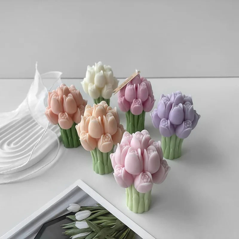 3D 튤립 꽃다발 실리콘 양초 금형 수제 라벤더 꽃 비 - Soap Making Lye 리뷰 및 가격