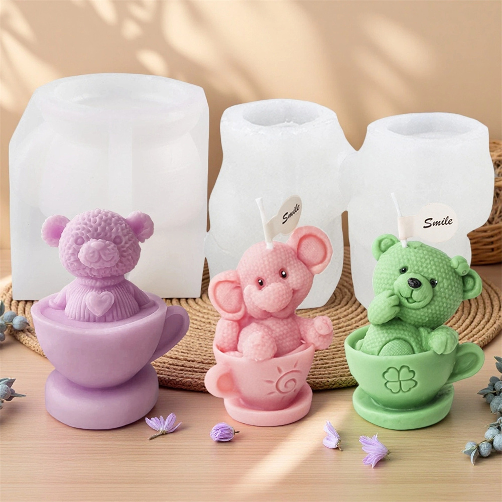 테디베어 컵 실리콘 몰드 만화 곰 양초 비누 몰드 DI - Soap Making Jar 리뷰 및 가격