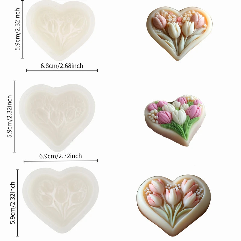 하트 모양 튤립 양초용 실리콘 몰드 – 향초, 석고,  - Soap Making Kit For Beginners 리뷰 및 가격
