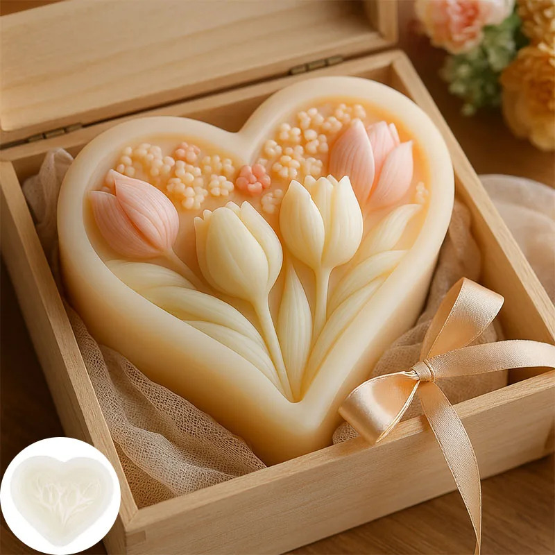 하트 모양 튤립 양초용 실리콘 몰드 – 향초, 석고,  - Soap Making Kit For Beginners 리뷰 및 가격